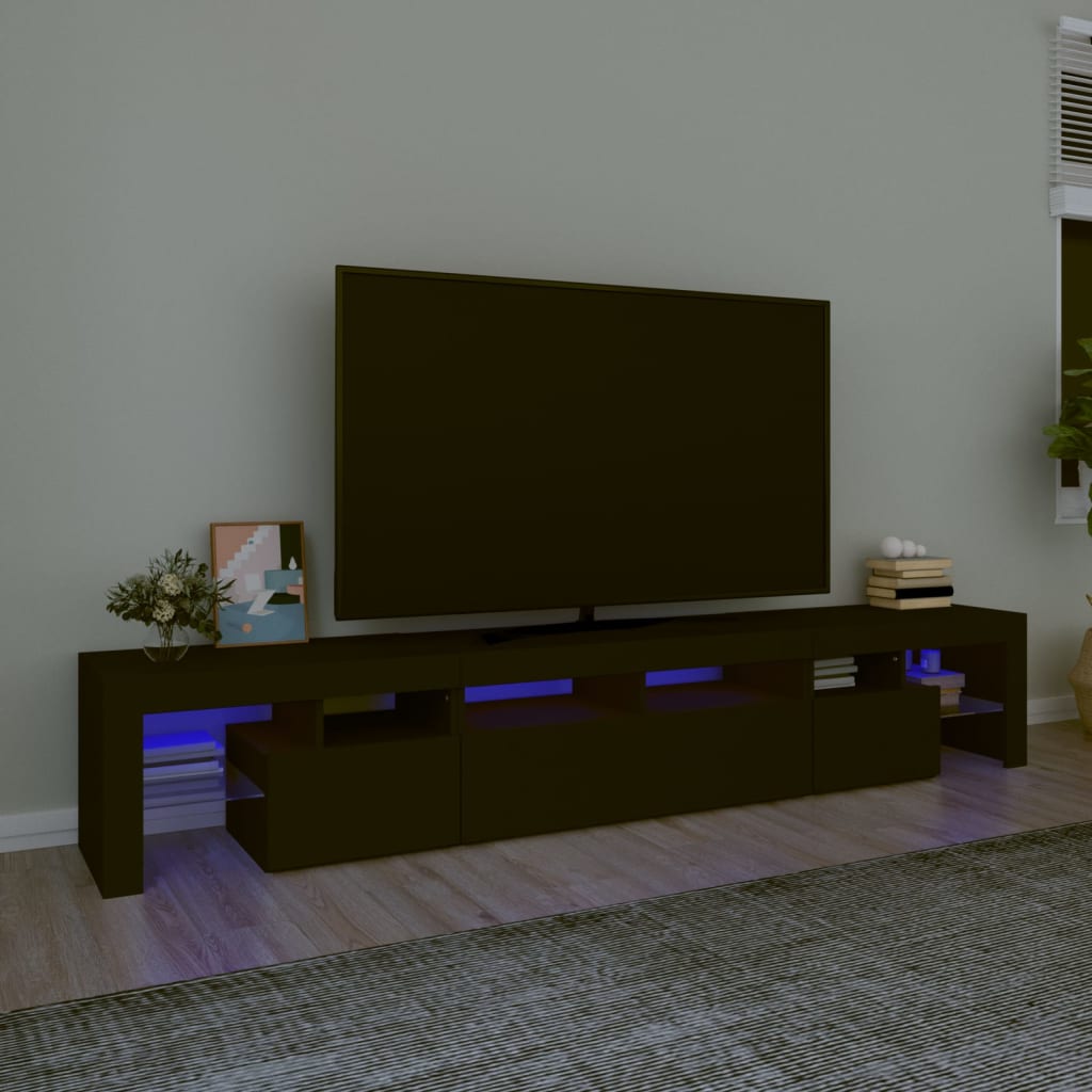 NNEVL TV Cabinet with LED Lights Black 230x36.5x40 cm