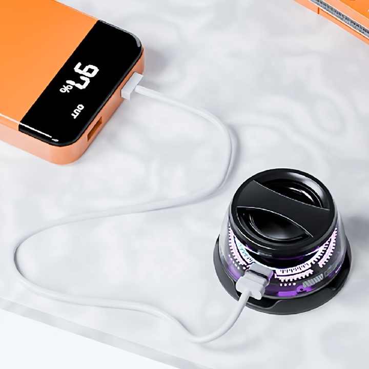 NNEDSZ Orange Portable Mini Bluetooth Speaker with Magnetic Base, High-Quality Bass and Surround Sound, Colorful Ambient Lighting, USB Rechargeable, 6-Hour Battery Life