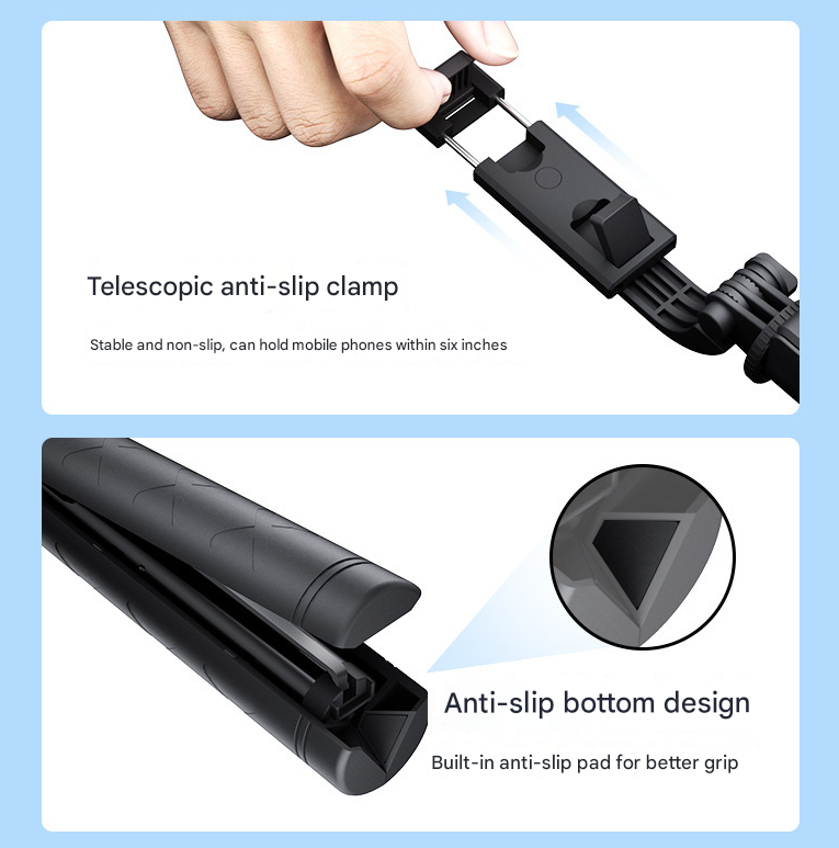 NNEDSZ White Double Light 3-in-1 Bluetooth Selfie Stick with Tripod and Remote Control - Adjustable for Smartphones